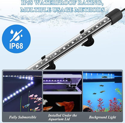 FEDOUR 11in Submersible Aquarium LED Light, 24/7 Mode Aquarium Lights with Full Spectrum RGBW LEDs, IP68 Waterproof Fish Tank Light with Dimming, Timming and Color Adjustable