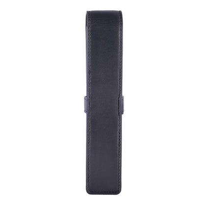 DiLoro Leather Single Pen Case Pencil Pouch Holder for One Fountain Ballpoint Rollerball Pen and Pencil (Black)