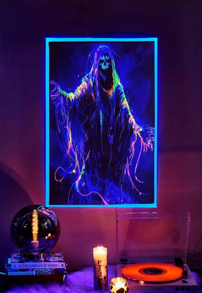 Onivein Blacklight Skull Tapestry Glow In The Dark Gothic Tapestry Trippy Skeleton Tapestries Wall Hanging Poster for Room Bedroom Party Backdrop Decor 60x50 Inch