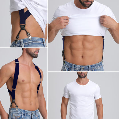 LazarsSpace Side Suspenders for Men Each Side Two Clips Secure Better BROWN