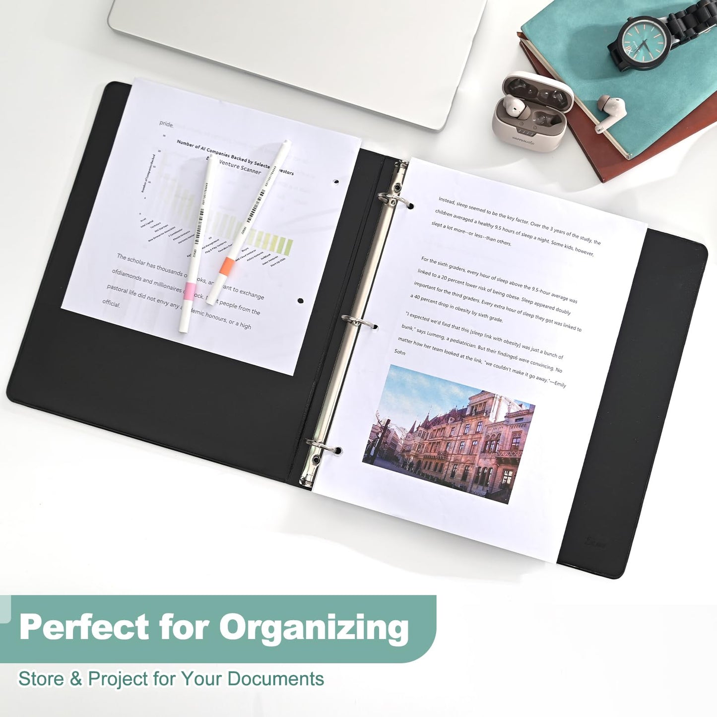 SUIN Basic 1-Inch 3-Ring-Binder, Customizable Clear View Cover, for US Letter Size 8-1/2 x 11'', Perfect for Office/School (Black - 24 Packs)