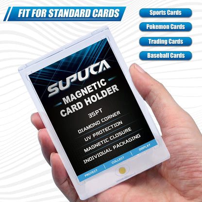 100ct Magnetic Card Holder 35PT, One Touch Card Holder for Trading Card, Card Protectors Hard Plastic, Card Sleeves Display Case for Baseball Card Sports Cards