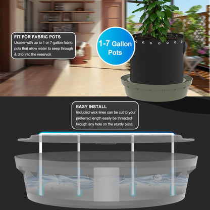 Molgoc Self-Watering Base with Visible Water Level,5-Pack,Keeps Leaves and Flying Insects Out,Maintains Water Quality, Brown.(Without Wheels).