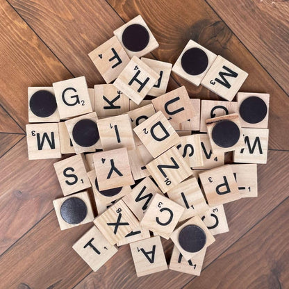 YJ PREMIUMS 200 PC Wood Magnetic Letter Tiles Magnets Big Large Square Wooden Alphabet Letters Tile Magnet Pieces for Fridge Refrigerator Wall Fun Learning Decorative Game Board (200)