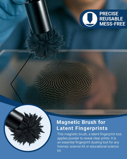 TillBio Latent Fingerprint Kit 13-Piece Set, Magnetic Two-Tone Powder, Magnetic Brush, Fingerprint Cards & More for Classroom and Forensic Science Education (13-in-1 Set)