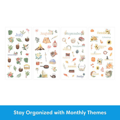 Blue Sky Sticker Book, Everyday and Monthly Planner Stickers, Undated, Glued with Bungee, 1460+ Stickers for Journals and Calendars (Floral, 4.5" x 9")