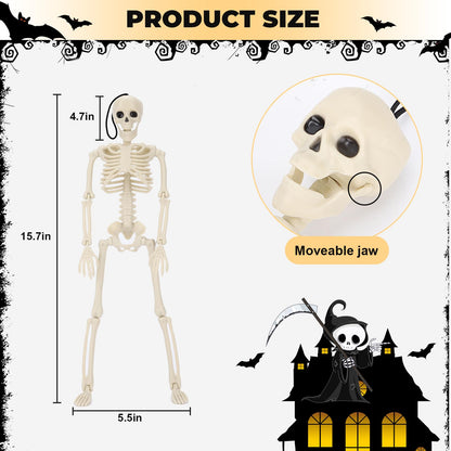 TMFsode 5 Packs Halloween Skeleton Decorations, 16" Halloween Mini Skeleton with Posable Joints, Spooky Poseable Plastic Skeletons for Yard Garden Lawn Haunted House Graveyard Props Decor