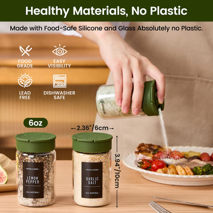 Spreccio 12 pcs Glass Spice Jars With Labels,6oz Glass seasoning Containers with Silicone Lids,Small Spice Storage Bottles for Kitchen Organizer,Seasoning Jars for Spice Rack,Cabinet,or Drawer