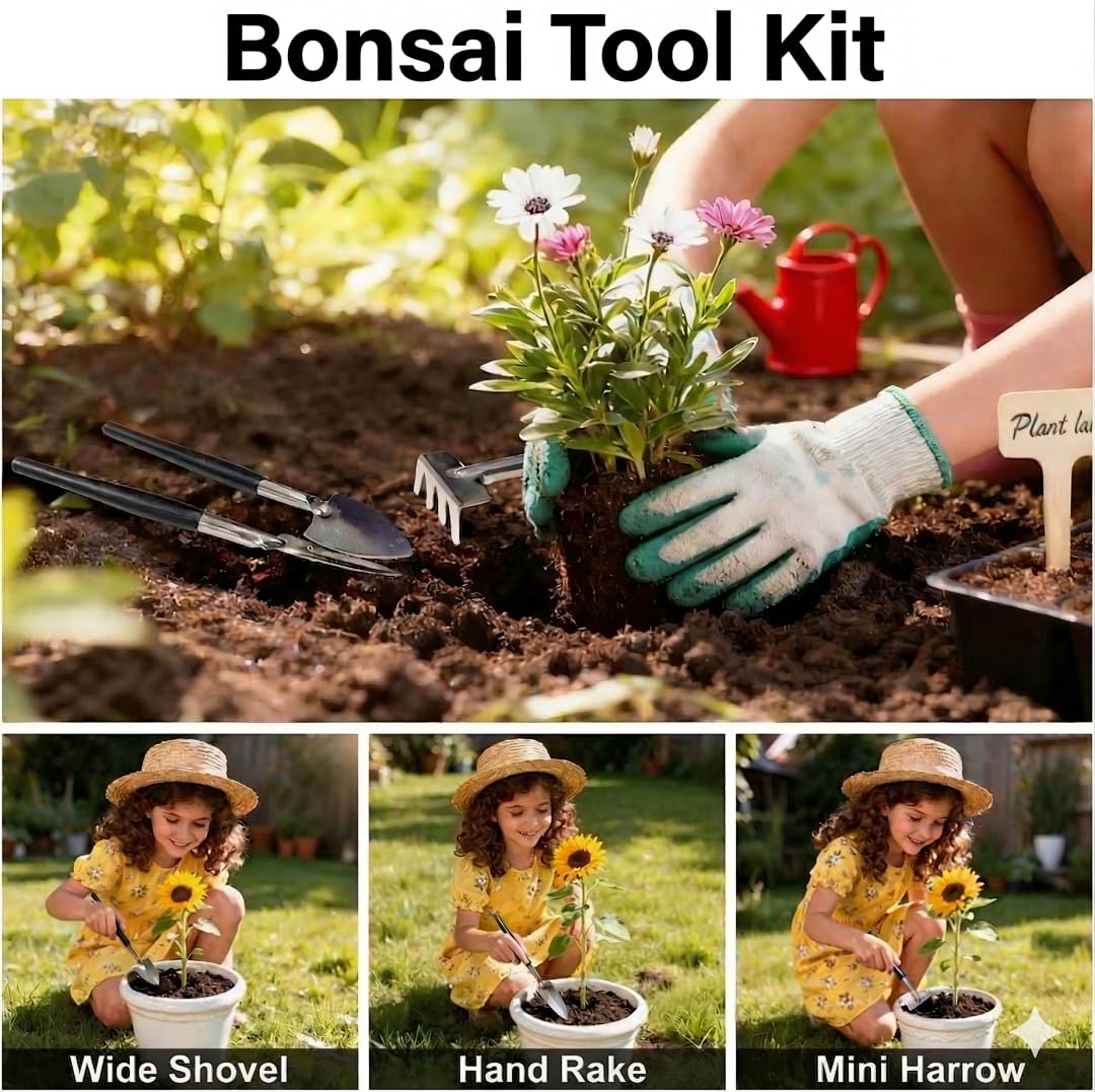 Bonsai Tools Set, 20-Piece Bonsai Tools Set with Waterproof Repotting Mat, Pruning Shears, Scissors & Training Wire - Indoor Gardening Starter Gifts for Women, Men & Beginners