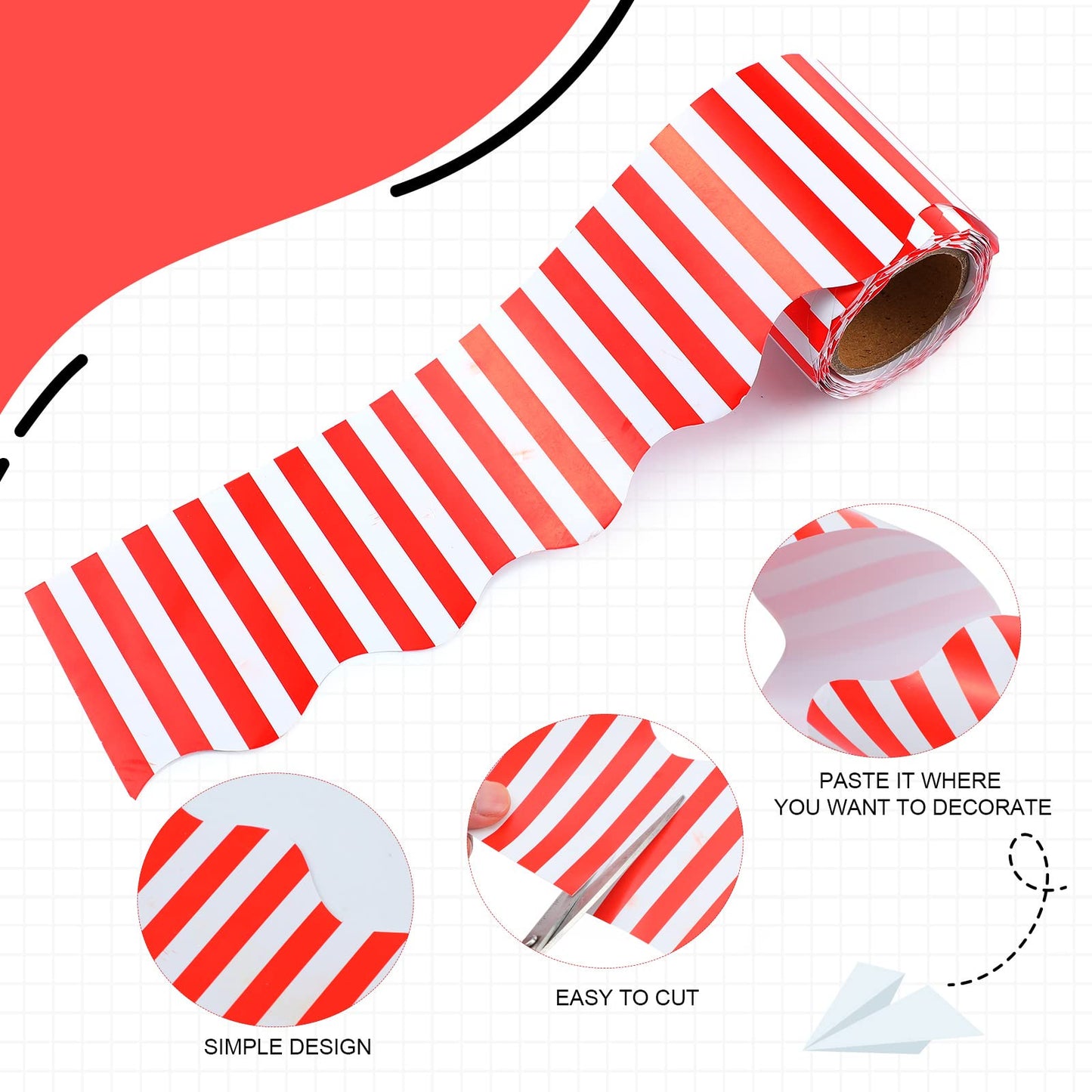 Kisston 120 Feet Bulletin Board Border Classroom Bulletin Board Decor Set Self Stick Back to School Chalkboard Whiteboard Decorations for School Office Classroom Decor Party Supplies