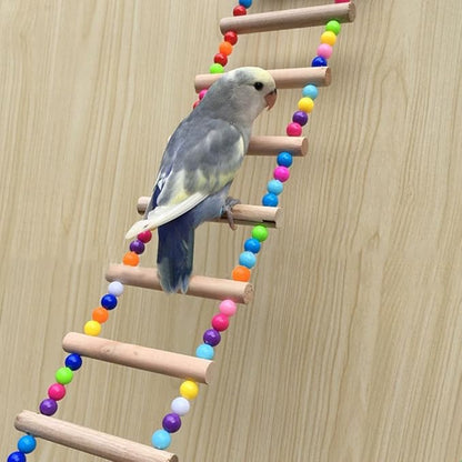 Pet Ladder Bird for Parrots African Greys Parakeets Conures Hamster Crawling Bridge Wooden Cage Perch Swing Toy