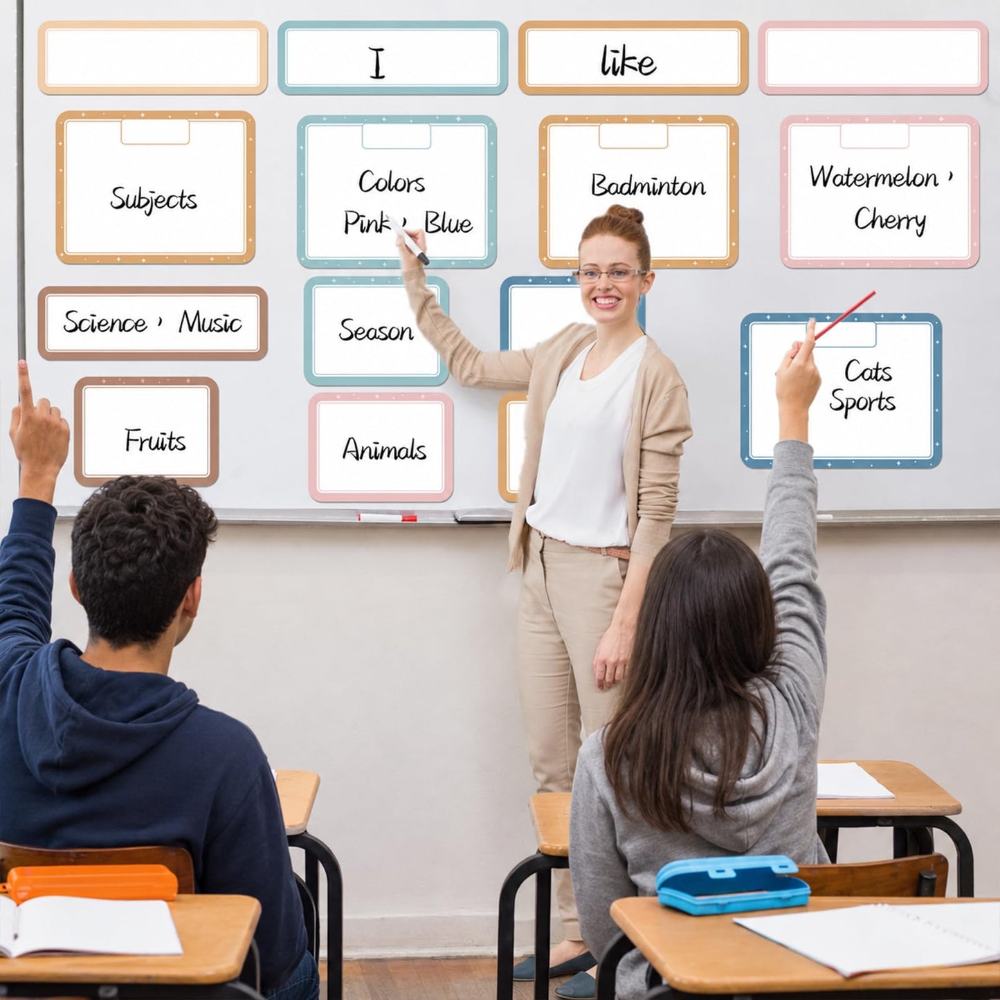 15 Pcs Magnetic Write Wipe Paper Organization Chart Boho Dry Erase Objectives Learning Magnets for Classroom Whiteboard Great for Classroom Goals Targets School Whiteboard Teaching Essential Supplies