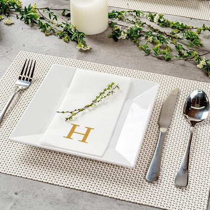 Luxenap 15.8 X 7.9 Inch Linen-Feel Guest Towels, 50 Lettered Hand Towels