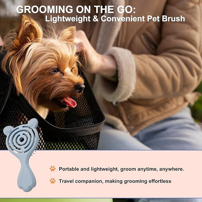 Cat-Ear Design Puppy Brush, Gentle Soft-Bristle Small Dogs Plastic Detangling Grooming Tool, Fit for Yorkie Shih Tzu Maltese Maltipoo (Blue)
