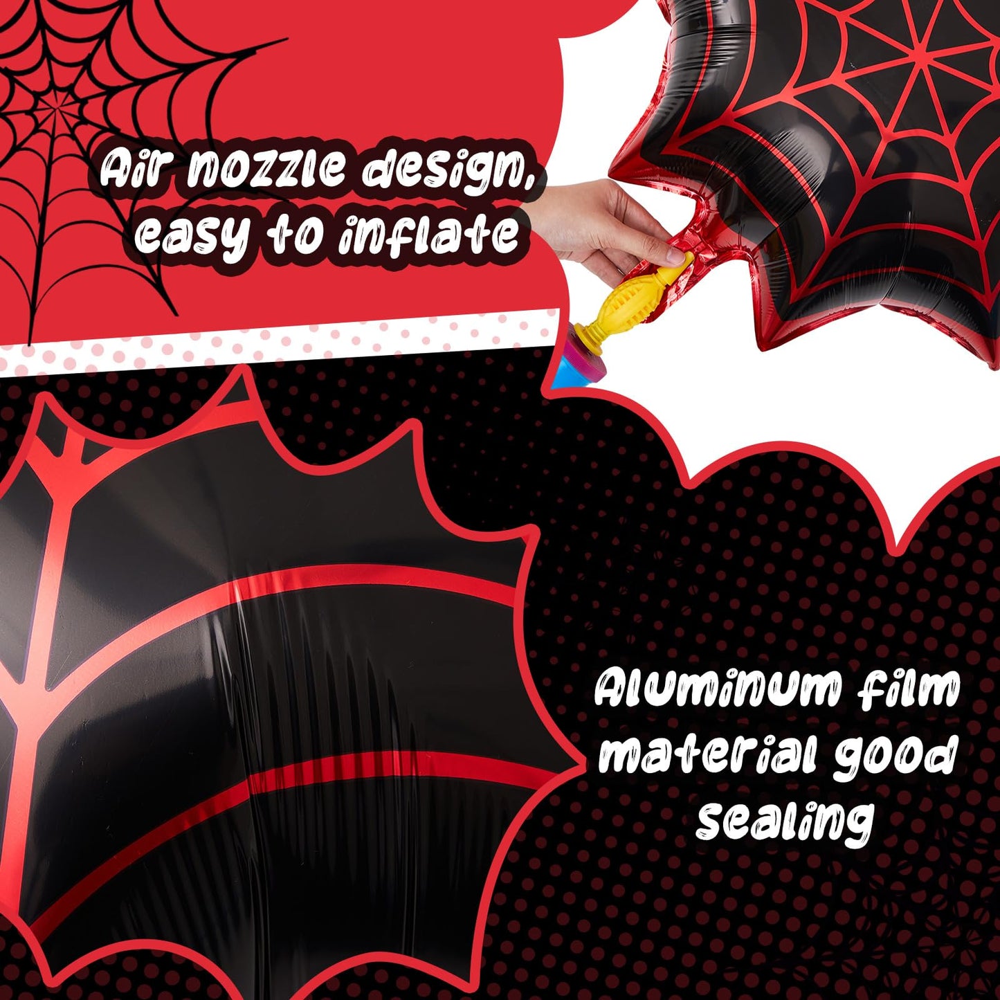 Soulchen 25" Spider Birthday Party Balloon Cartoon Characters Themed Party Decor Foil Large Spider Webs Balloons for Cartoon Carnival Theme Birthday Decorations(12 Pack,Black)