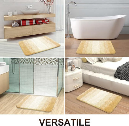 OLANLY Luxury Toilet Rugs U-Shaped 24x20, Extra Soft and Absorbent Microfiber Bathroom Rugs, Non-Slip Plush Shaggy Bath Mat, Machine Wash Dry, Contour Bathroom Mats for Toilet Base, Light Yellow