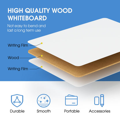 MaxGear Small White Board Dry Erase Boards 6 Pack, 9" x 12" Mini Whiteboard for Students School, Portable White Boards Mini Lapboards Including 6 Mini Dry Erase Erasers and 6 Markers