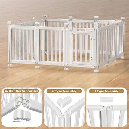 Dog Playpen, Clear Dog Pen, Dog Pen Indoor, Easy to Install and Remove Dog Play Pen, Puppy Playpen Suitable for Dogs, Cats,Dog Playpen Indoor (White, 30.3 inch Height, 12 Panels)