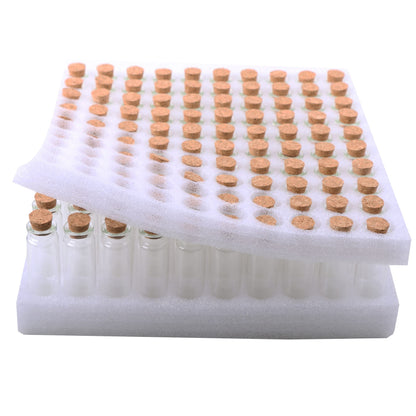 MaxMau 100 Sets of 20ml Glass Bottles with Cork Stopper,Small Clear Jars Tiny Glass Vials for Wedding Favors Seed Powder Sequin Storing Art Crafts Display Party Member Gift