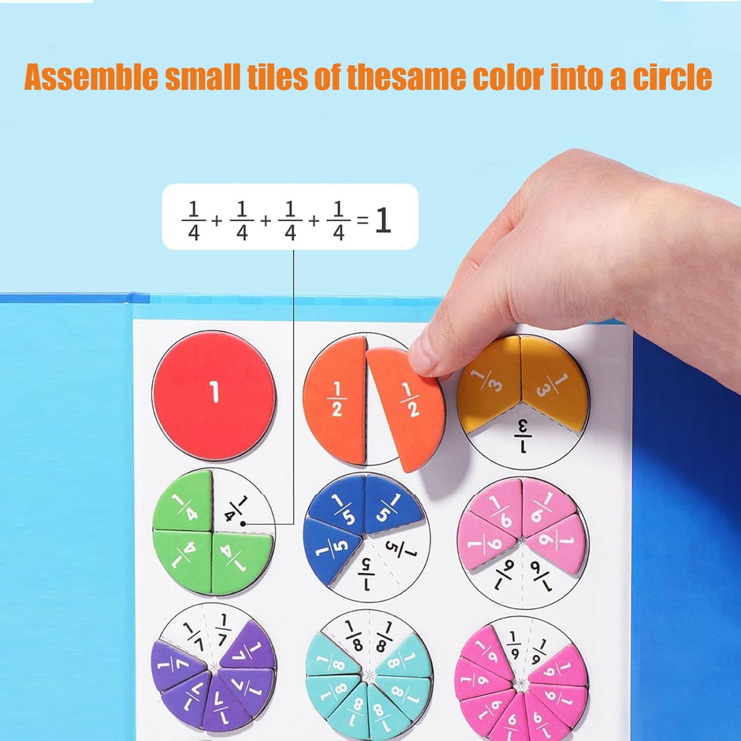 New Magnetic Fraction Demonstration Book for Kids, Magnetic Fraction Playbook, 102 Pcs Magnetic Fraction Tiles, Educational Puzzle Math Fraction Manipulatives for Elementary School Classroom Must Have