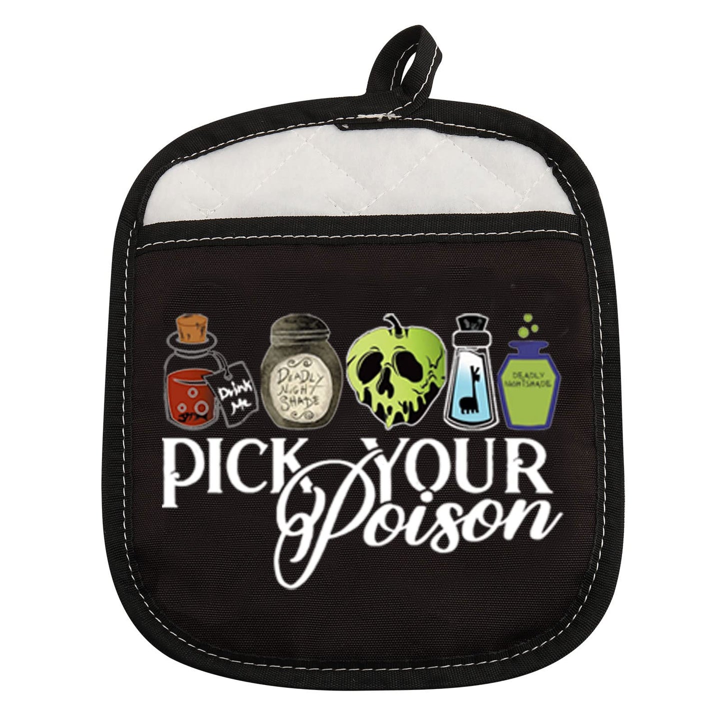 ZJXHPO Halloween Evil Queen Pot Holder Gift Villain Lover Baking Gift Pick Your Poison Oven Mitts Gift Witch Oven Pads Pot Holder (Poison holder)