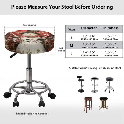 Wiryuouvt Cute Snowman Elastic Seat Covers for Chairs Newspaper Barstool Seat Covers Round Bar Stool Seat Covers Bar Chair Covers with Non Slip Bottom Cushion Chair Slipcover L
