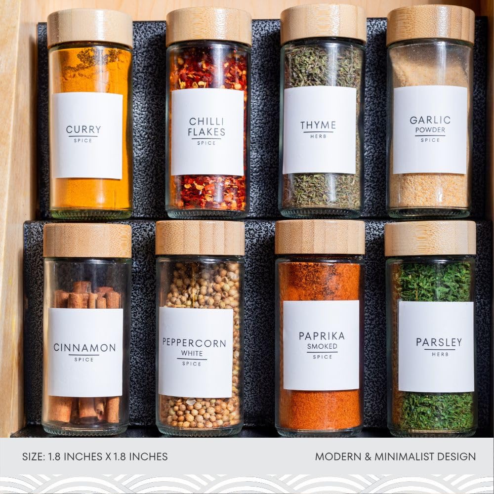 312 Spice Label Stickers Including Mexican Spices for Spice Jars, Storage Spice Organization and 120 Best by Labels for Kitchen Organization- Mexican Spice Collection (White, Square)