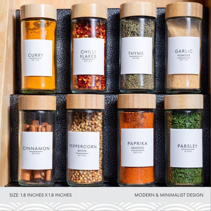312 Spice Label Stickers Including Mexican Spices for Spice Jars, Storage Spice Organization and 120 Best by Labels for Kitchen Organization- Mexican Spice Collection (White, Square)