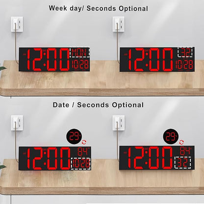 JALL 30" Oversize Digital Wall Clock, Extra Large LED Wall Clock with Remote, Giant Digital Clock with Jumbo Numbers for Living Room, Church (Black Shell Red Font)