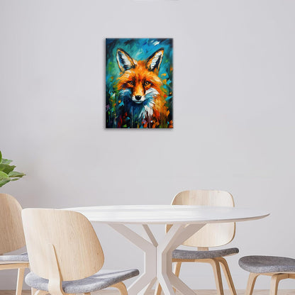 Fox Decor Wall Art Banksy Fox Pictures Wall Decor Canvas Prints Framed Artwork Paintings Poster Fox Gifts Decorations for Home Kitchen Bedroom Living Room Bathroom Office 12"x16"