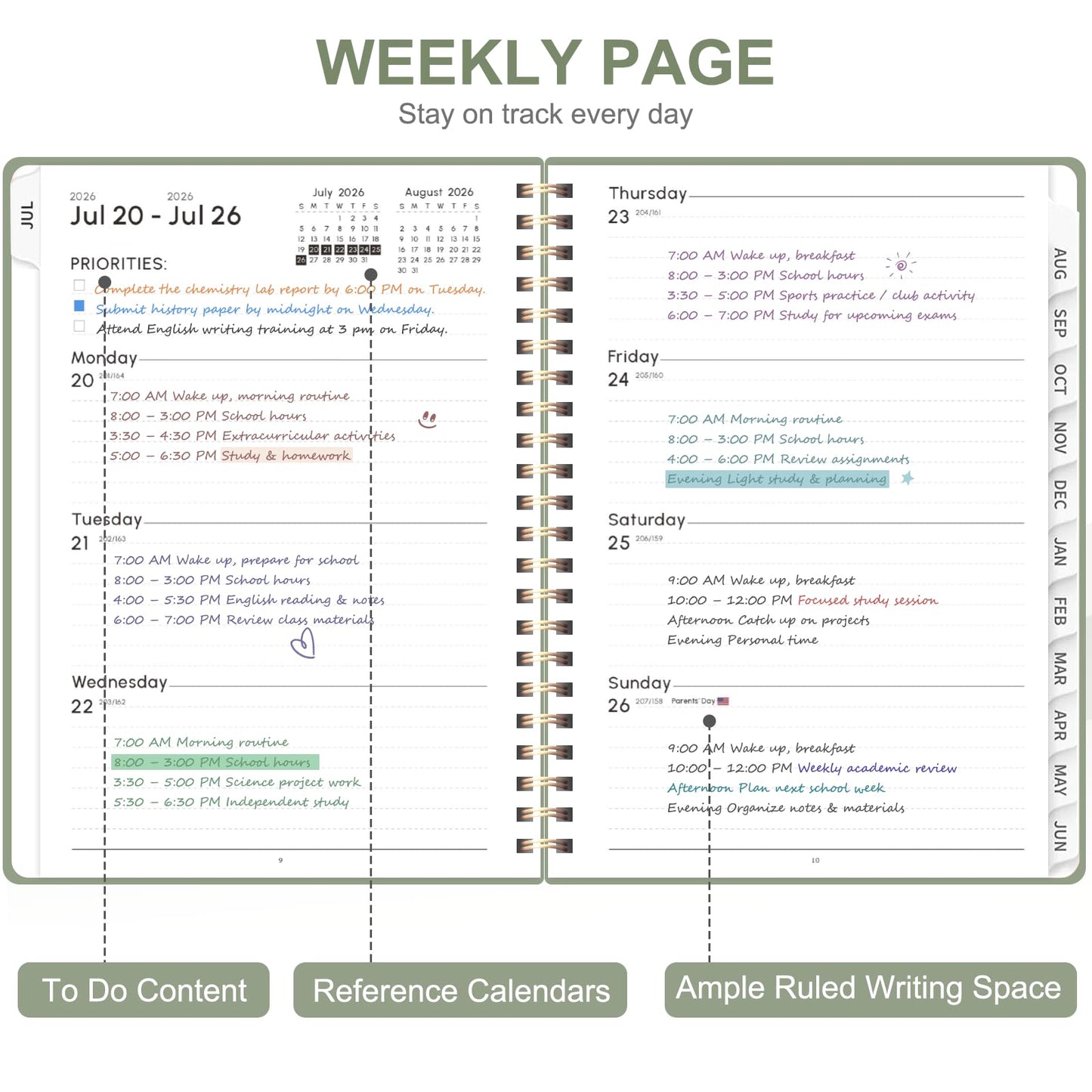 Planner 2026-2027, Academic Weekly and Monthly Calendar Planner, July 2026 - June 2027, Hardcover Planning Agenda Book for Desk Accessories and School Supplies - A5 Size (6.3'' x 8.5'')
