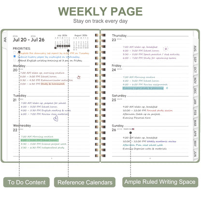 Planner 2026-2027, Academic Weekly and Monthly Calendar Planner, July 2026 - June 2027, Hardcover Planning Agenda Book for Desk Accessories and School Supplies - A5 Size (6.3'' x 8.5'')