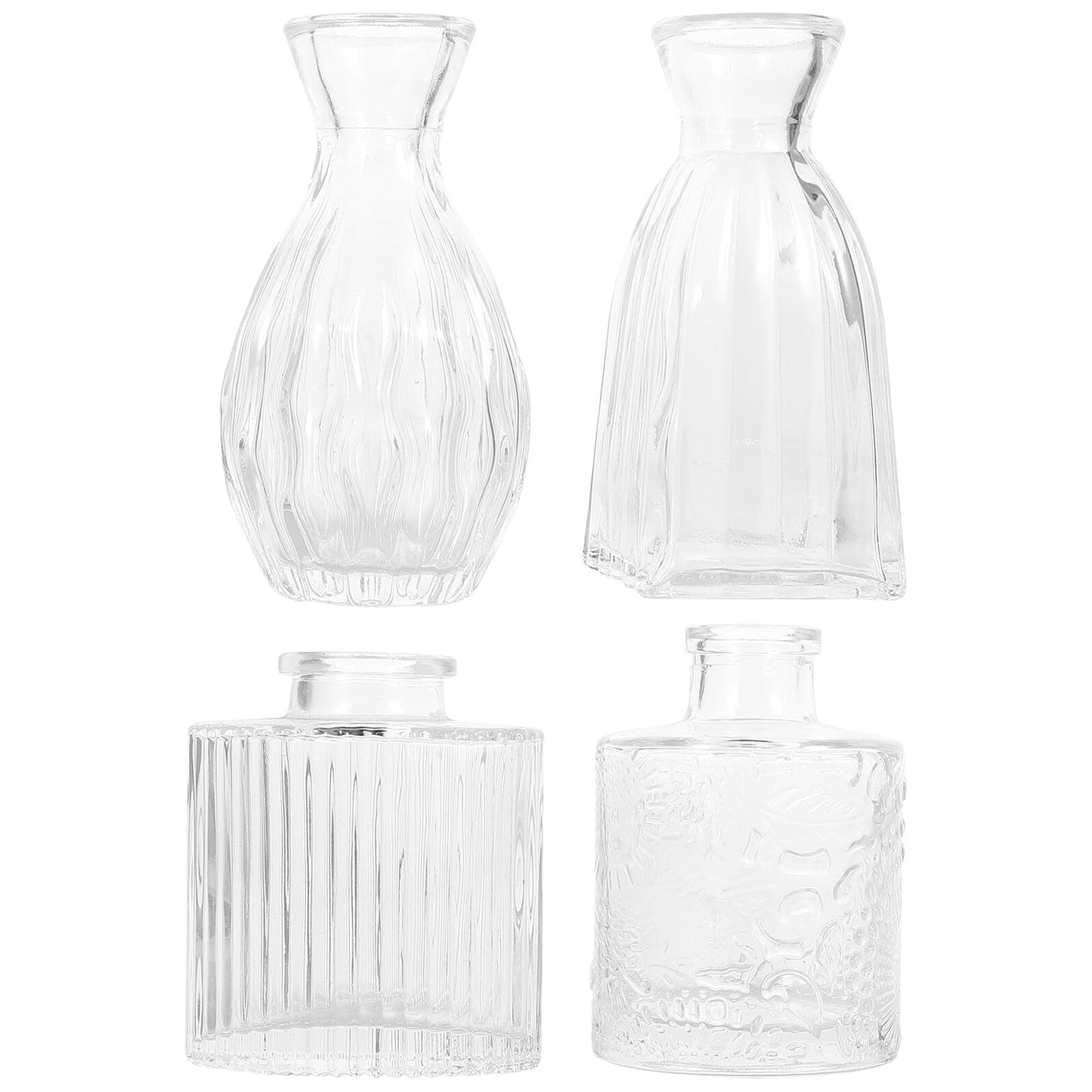 Zerodeko 4pcs Glass Hydroponic Flower Vases Small Desktop Indoor Glass Bud Vases for Home Decor and Terrarium Plant Arrangement