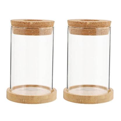 SHINEOFI 2pcs Glass Hydroponic Plant Vase Set with Stand, Desktop Glass Containers for Home and Office Garden Decoration, 6.5x10cm Eco Terrarium Bottles for Water Propagation