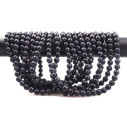 ICAI Beads 8mm Natural Blue Sand Goldstone Round Loose Stone Beads for Jewelry Making DIY Crafts Design 1 Strand 15" APPR.43-45pcs