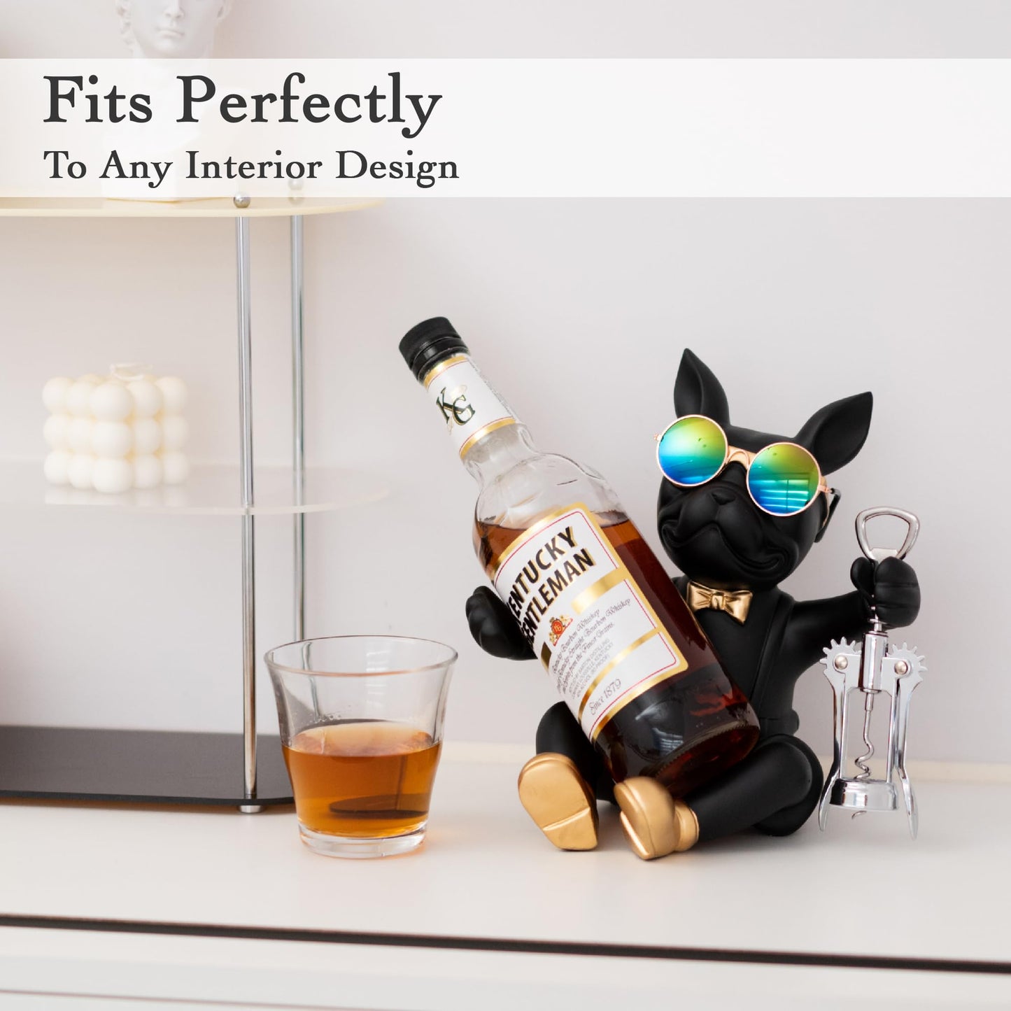 Juju Bulldog Wine Bottle Holder - Wine Holder Countertop - Unique Home Decor Bottle Organizer - Bulldog Decor