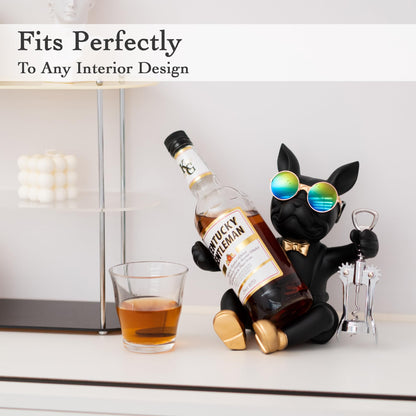 Juju Bulldog Wine Bottle Holder - Wine Holder Countertop - Unique Home Decor Bottle Organizer - Bulldog Decor