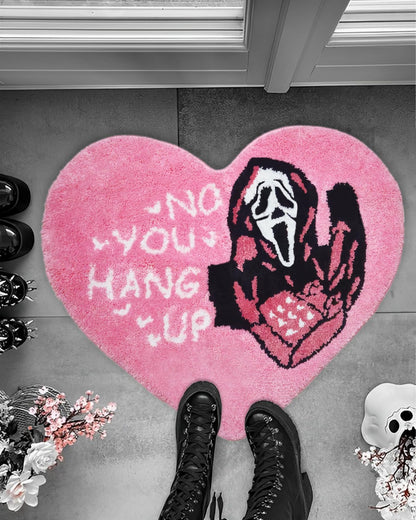 PreLiving Bathroom Rugs Heart-Shaped Pink Ghost Bath Mat Non Slip, Funny Gothic Ghost Horror Design, Washable Absorbent Spooky Bathroom Decor, Funny Halloween Bath Rugs for Home 22 x 26 Inch