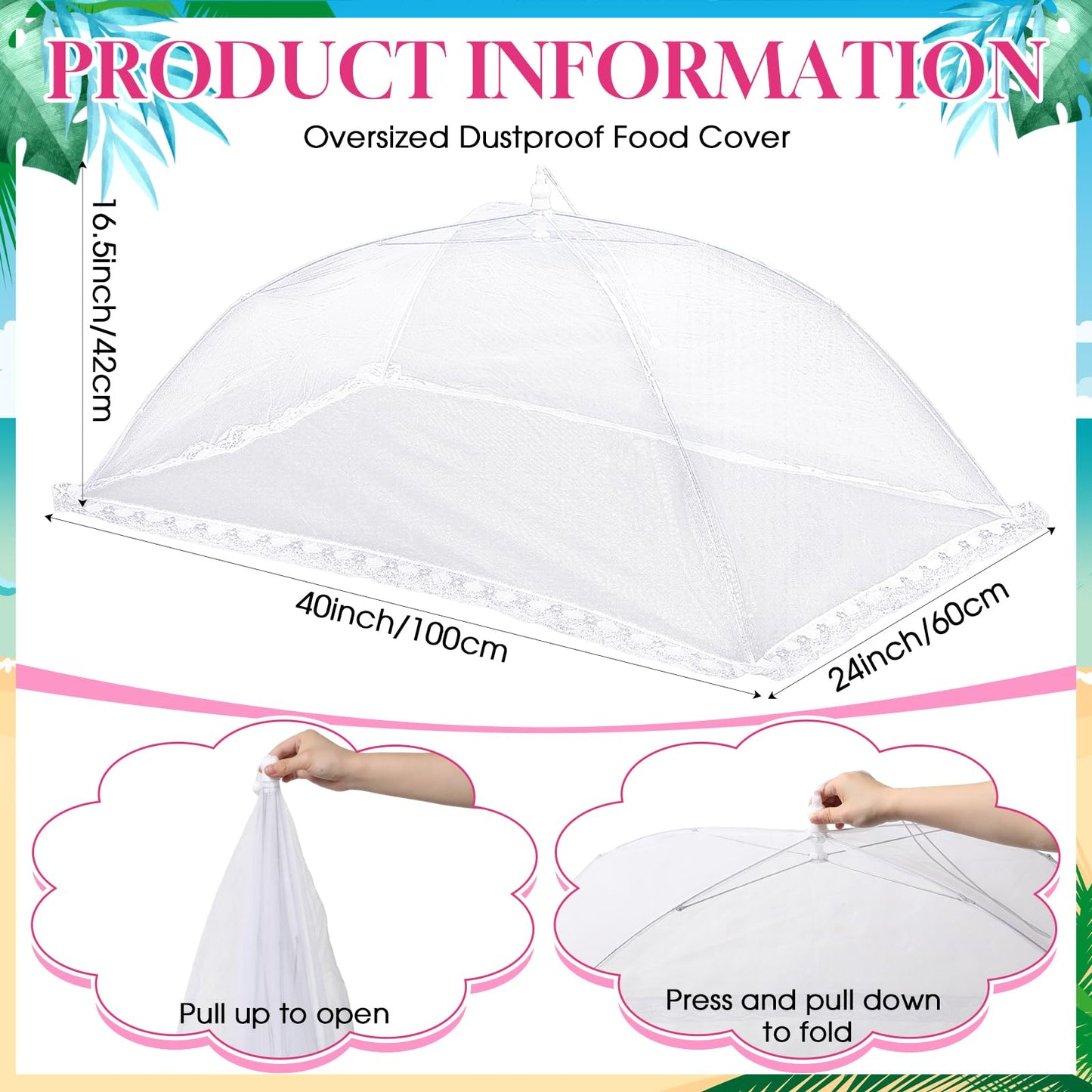 Leitee 3 Pcs Inflatable Serving Bar Kit Includes Salad Buffet Tray with Drain Plug Mesh Food Cover Food Drink Containers and Inflator for Ice Supplies Halloween Party Camping Picnic(Pink)