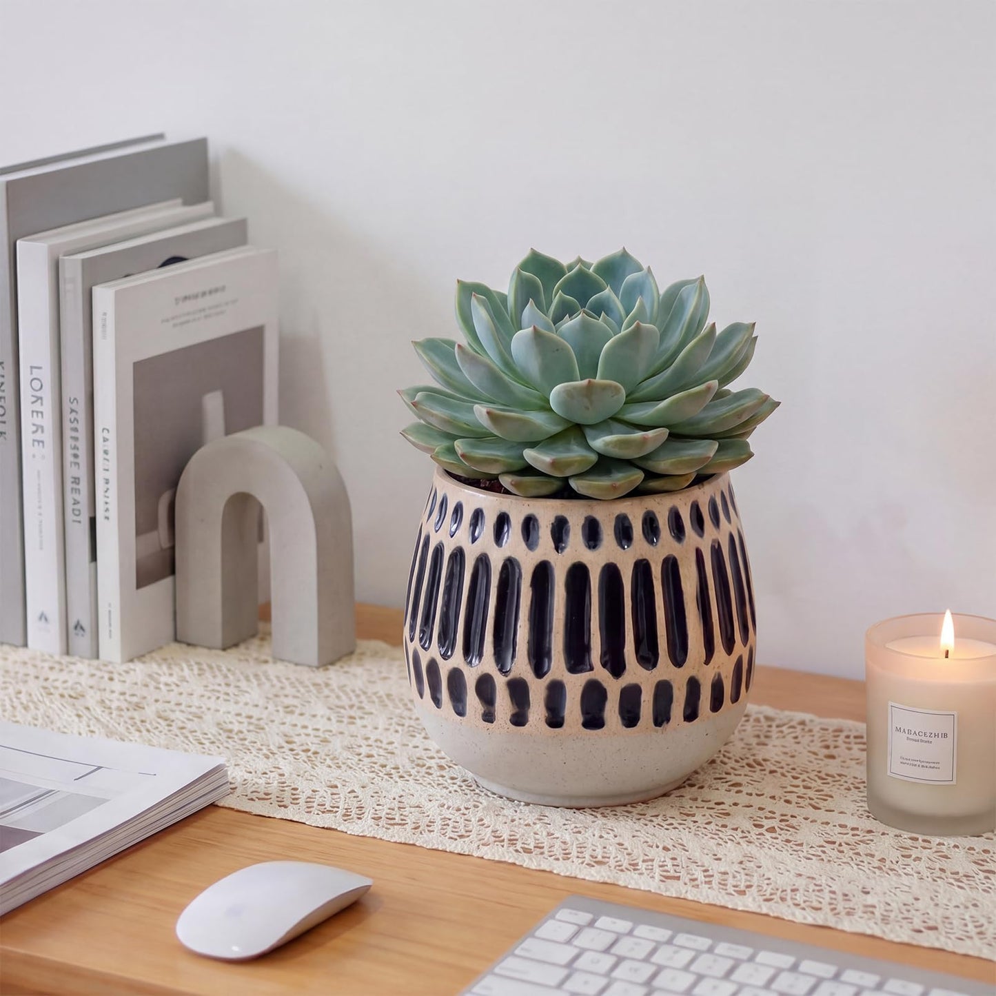 Chonsun Ceramic Planter 4 Inch Plant Pots Indoor Outdoor Succulent Plant Pot Flower Pots Mid-Century Planter Ceramic Pot