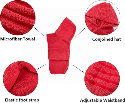Geyecete Dog Drying Coat with Hood for After Bath Bathrobe Towel Dog Drying Coat for Wet Walking in Rain/Snow-Dry Fast Dog Bag-Pineapple Grid Fast Drying-Red-L