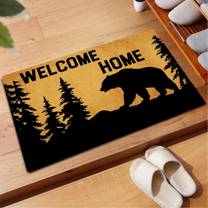 GXFC ZHAO Funny Welcome Doormat for Entrance Way Indoor Front Porch Decor Anti-Slip Rubber Rugs Novelty Prank Gift Mats 23.7"(L) x 15.9"(W) (Welcome Home Bear Moutain Advanture)