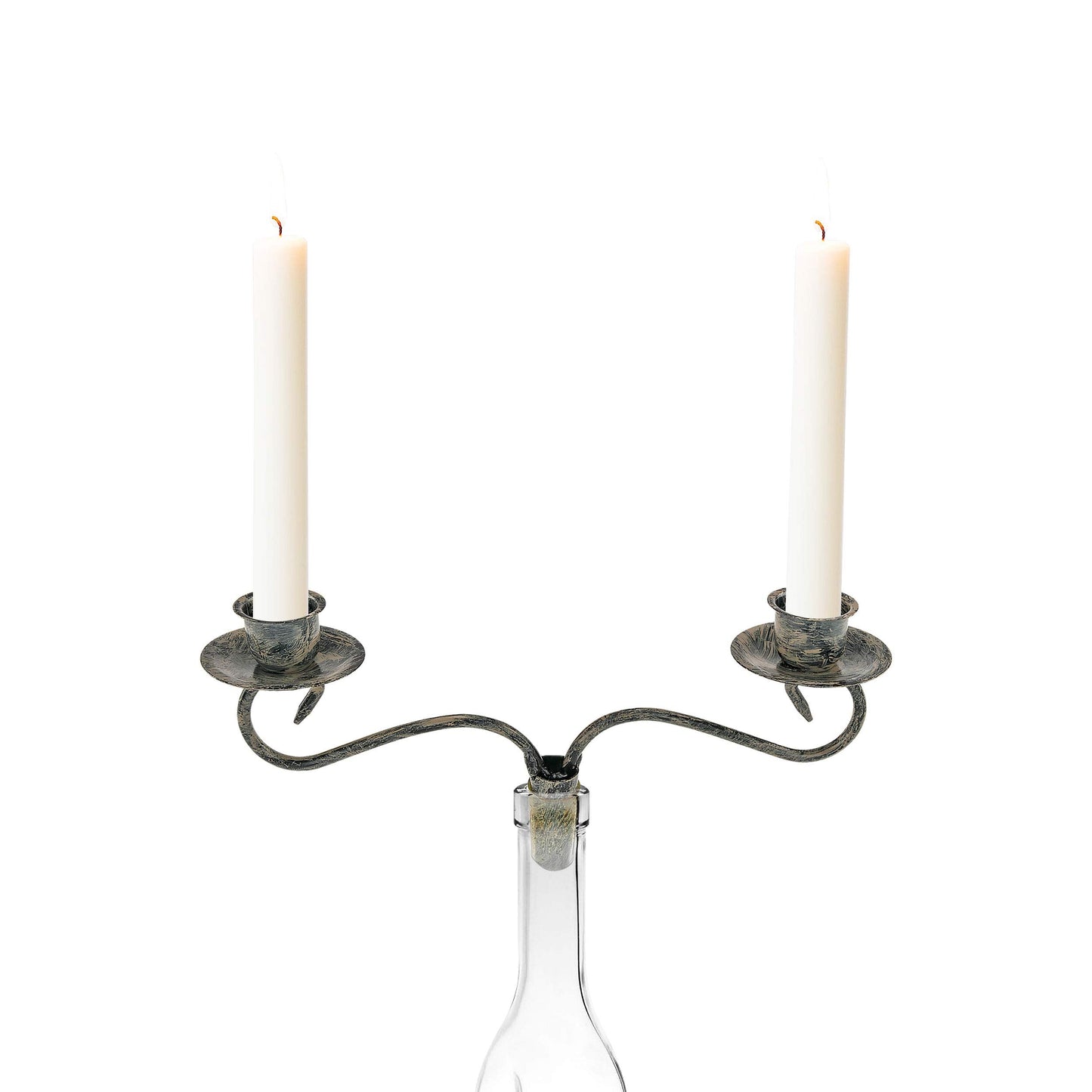 Wine Bottle Candle Holder Candelabra – 2 Candle Topper Set of 2 – Rustic Wine Bottle Decor for Table Centerpieces