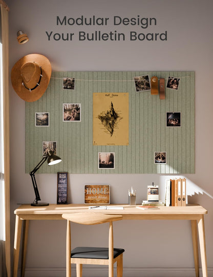 Fluxynara Large Felt Bulletin Board 48" x 36" Cork Board Alternative-12 Pack with 70 Safe Removable Adhesive Tabs, Cork Boards for Walls Cork Board for Home Office Classroom Pin Board - Sage Green
