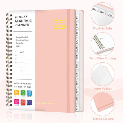 Planner 2026-2027, Weekly and Monthly Academic Planner, July 2026 - June 2027, Hardcover Calendar Agenda Book for School Year Planning, School Supplies for Teacher and Student, A5(6.3'' x 8.5'')