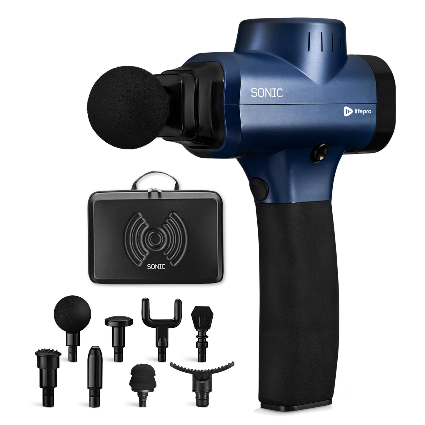 LifePro Massage Gun & Holder (Sold Separately) – Percussion Muscle Massager for Athletes with 8 Heads & 6 Speeds – Deep Tissue Back Muscle Extender for Recovery
