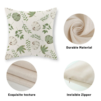 Gohdiwh Fall Pillow Covers 18x18 Set of 2 Sage Green Pumpkin Maple Leaf Fall Decor Pillowcase Autumn Thanksgiving Decorations Outdoor Throw Pillow Covers Linen Farmhouse Cushion Case for Couch Home