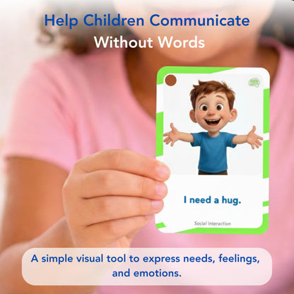 Visual Aid – Kids’ Communication Cards – 30 Durable 700gsm Flashcards for Needs & Feelings
