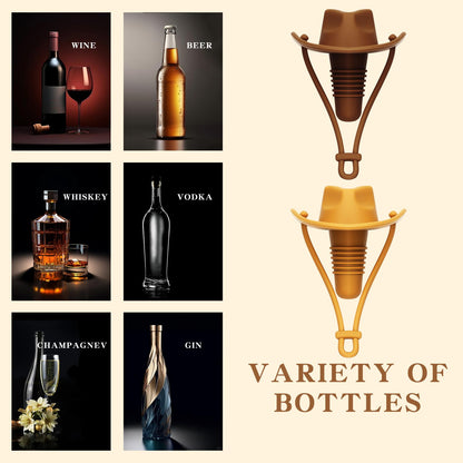 2Pcs Cowboy Hat Wine Stopper Cute Silicone Wine Bottle Stopper Fun Wine Champagne Accessories Reusable Bottle Stoppers Corks Bottle Caps Funny Western Gifts Stuff for Women Men Party Decorations