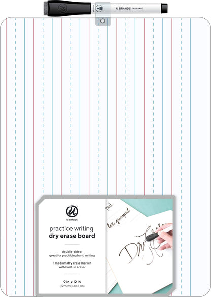 U Brands Dry Erase Lap Board, Double Sided, 9" x 12" Inches, Dry Erase Marker Included, Small White Board, 1 Count